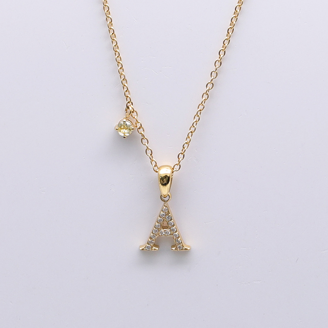 Stainless Steel 26 Alphabet Initial Letter Charms Pendants Necklace With 5A Zircon