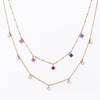 Stainless Steel Double Chain Pendant Necklace With 5A Zircon