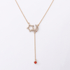 Stainless Steel Moon Star Pendant Necklace With 5A Zircon