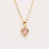 Stainless Steel Gemstone Charm Pendant Necklace With 5A Zircon