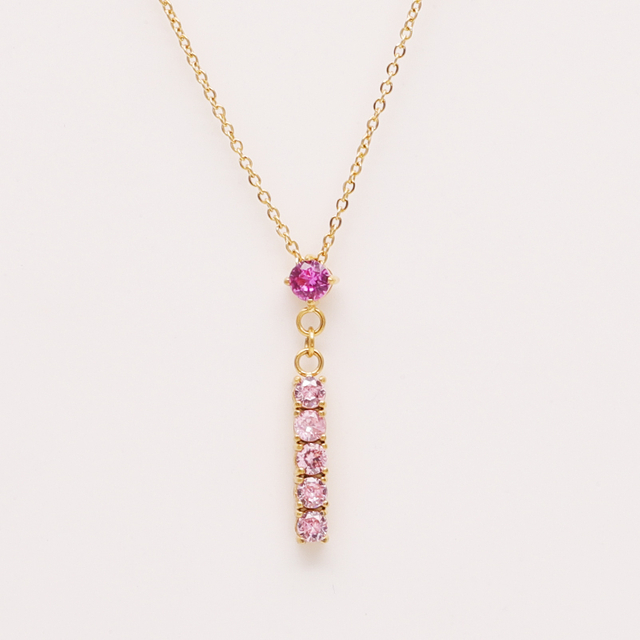 Stainless Steel Drop Pendant Necklace With 5A Zircon