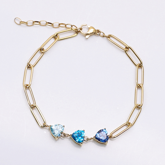 Stainless Steel Heart-shaped Bracelet With 5A Zircon