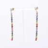 Stainless Steel Rainbow Long Stick Bar Stud Earrings With 5A Zircon