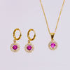 Stainless Steel Microinset Gemstone Jewelry Set With 5A Zircon