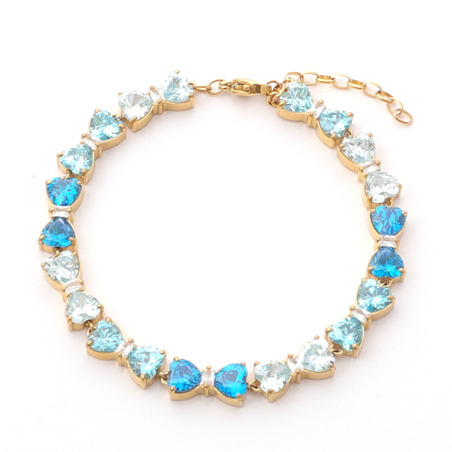 Stainless Steel Bow Bracelet with Heart 5A Zircon 