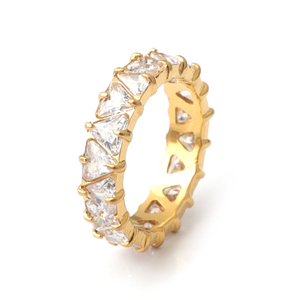 Stainless Steel Eternity Ring with Triangle Zircon