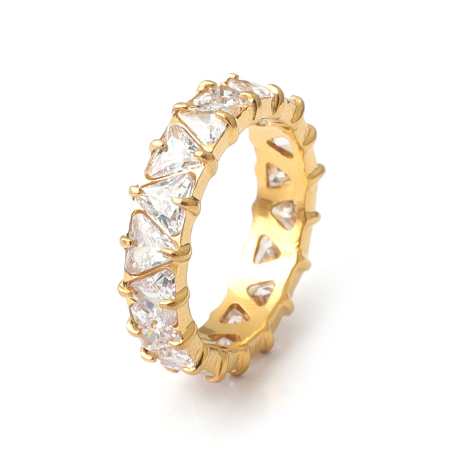 Stainless Steel Eternity Ring with Triangle Zircon