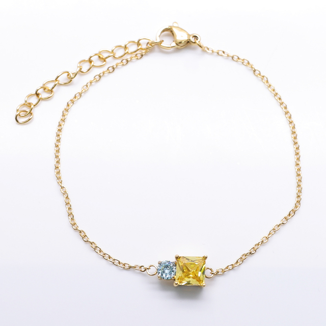 Stainless Steel Baguette Gemstone Bracelet With 5A Zircon