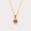 Stainless Steel Gemstone Charm Pendant Necklace With 5A Zircon