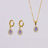 Stainless Steel Microinset Gemstone Jewelry Set With 5A Zircon