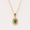 Stainless Steel Gemstone Charm Pendant Necklace With 5A Zircon