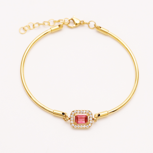 Stainless Steel microinset bracelet with 5A Zircon