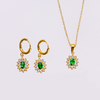 Stainless Steel Microinset Gemstone Jewelry Set With 5A Zircon