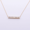 Stainless Steel Gold Long Bar Pendant Necklace With 5A Zircon