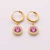 Stainless Steel Drop Earring With Colorful Zircon